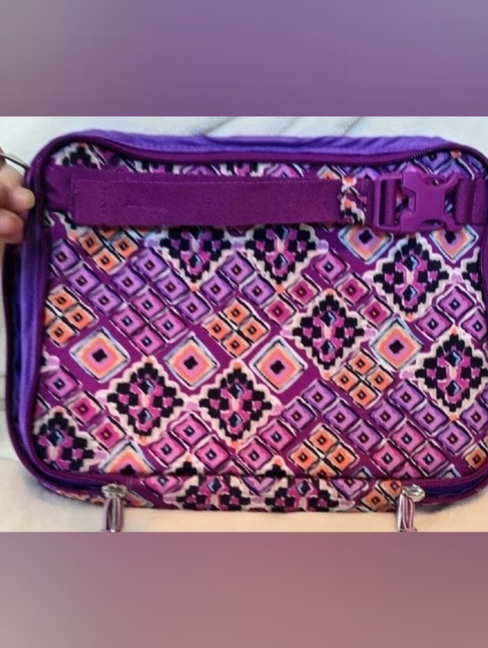 Vera Bradley Dream Diamonds Purple Geometric Seat Back Organizer. EUC - Picture 3 of 6